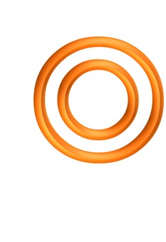 ３D文字記号オレンジ二重丸 丸,二重丸,記号,立体,3d,オレンジ,装飾,デザイン,アイコンのイラスト素材