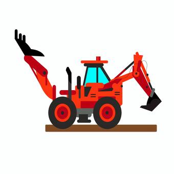 乗り物 075 ショベルカー,建設車両,重機,工事,建設,車,イラスト,オレンジ,工事現場,作業のイラスト素材