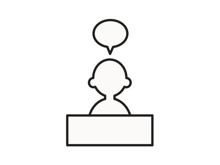 看板を持つ人物１人　素材 人,人物,吹き出し,発言,１人,看板,案内,案内板,白看板,プラカードのイラスト素材