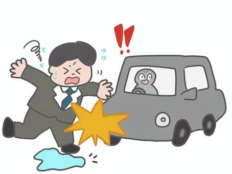 通勤災害 通勤災害,事故,通勤,サラリーマン,車両,衝突,ぶつかる,スーツ,会社員,歩くのイラスト素材