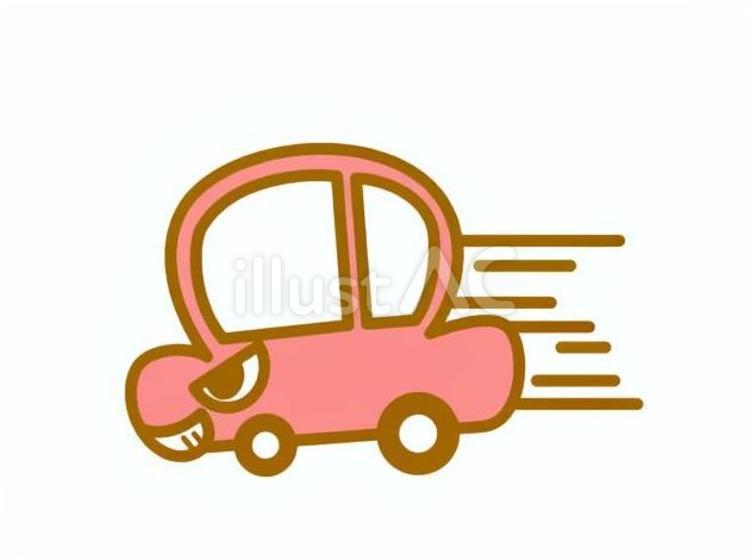 悪い運転をする車　レッド 車,スピード違反,煽り運転のイラスト素材