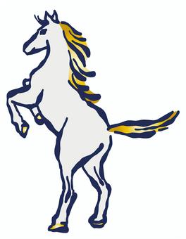 年賀状素材「午／馬」立ち上がる茶色の馬 午,馬,うま,年賀,正月,元旦,ハガキ,年賀状,動物,素材のイラスト素材