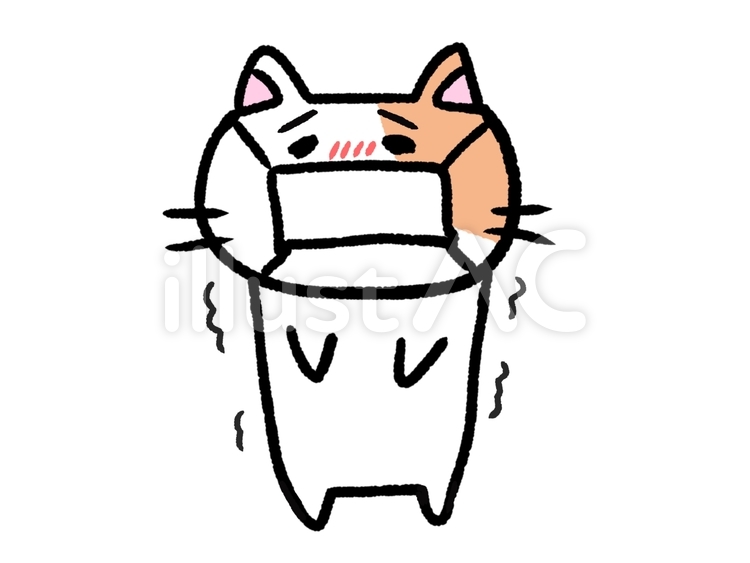 マスクをして震える猫 猫,マスク,震えるのイラスト素材