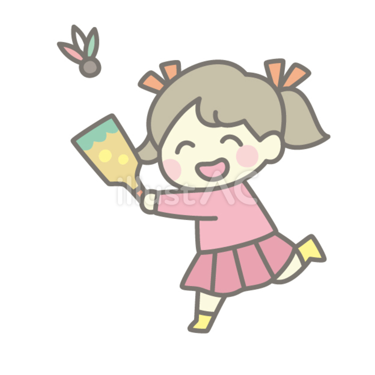 羽根つきを楽しむ女の子 女の子,人物,小学生のイラスト素材