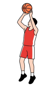 シュートを打つ男性バスケ選手