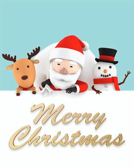 Illustration, santa, reindeer, snowman, 