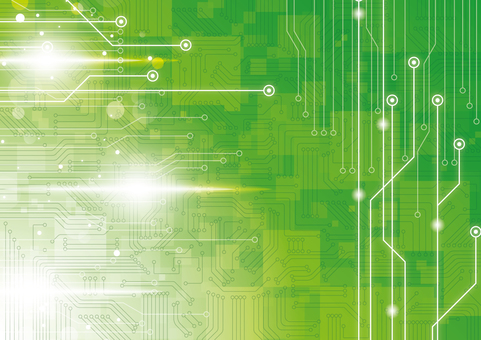 電子回路とデジタル背景素材 デジタル,電子回路,テクノロジー,基盤,ブロック,光,フレア,スタイリッシュ,緑色,背景のイラスト素材