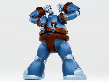 巨大ヒーローロボットのCGイラスト_2 ロボット,ヒーロー,巨大,レトロ,アニメ,漫画,ソフトビニール,人形,フィギュア,模型のイラスト素材