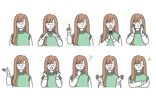 Illustration, gesture, female, expression, 