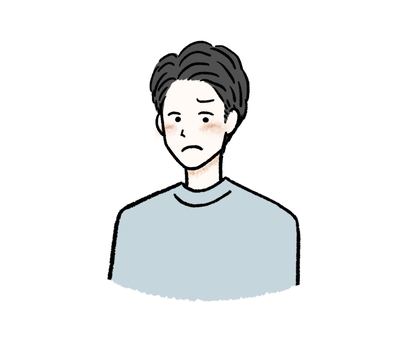 眉をひそめる・困った・悩む男性 男性,困る,不機嫌,怒る,怒り,悩む,ショック,ミス,困った,人物のイラスト素材