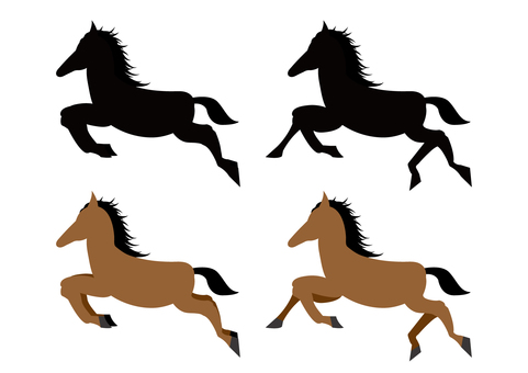 馬のイラストセット 馬,午年,動物,尻尾,蹄,セット,イラストのイラスト素材