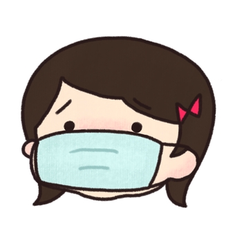 体調不良のマスクをした女の子のイラスト 女の子,マスク,体調不良,手描き,風邪のイラスト素材