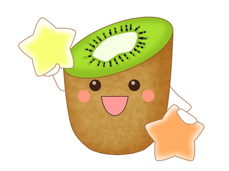 Illustration, kiwi, character, star, 