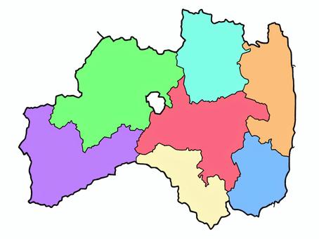 少しゆるい福島県地図 地域色分け 福島県,福島,地図,東北,ゆるい,色分け,日本地図,線画,日本,日本列島のイラスト素材