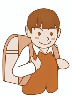 ランドセル（男児） 男児,小学生,ランドセル,通学,入学,笑顔のイラスト素材