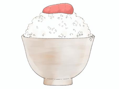 ごはんとおかず　たらこ 食べ物,ご飯,たらこ,生活,食育のイラスト素材