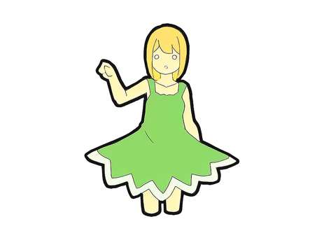 Green dress girl with lines, , JPG and PNG