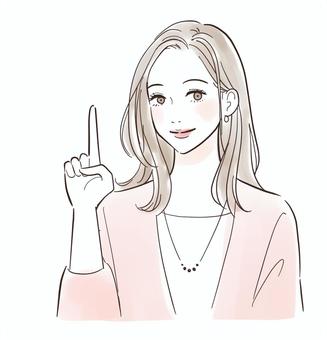 笑顔で指差しする女性 笑顔で指差しする女性 笑顔,女性,指差し,人差し指,ポイント,教える,説明,こちら,情報,アドバイスのイラスト素材