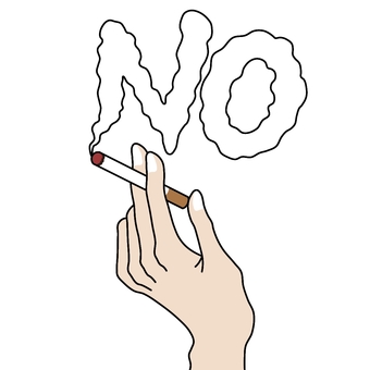 禁煙マーク　煙草を持つ手　背景無し タバコ,禁煙,禁止,手,マーク,煙のイラスト素材
