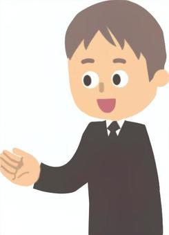 ハキハキと案内をしている誠実そうな男性 ハキハキと案内をしている誠実そうな男性 ハキハキ,明解,快活,男性,元気,誠実,信用,正直,案内,話すのイラスト素材