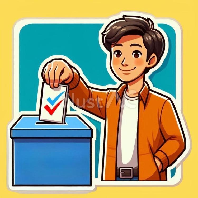 未来を選ぶ一票を投じる瞬間 投票,選挙,若者のイラスト素材