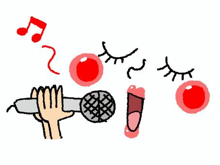 歌う 歌う,顔,笑顔,マイク,pop調,手描き,挿絵,ワンポイント,素材,商用可のイラスト素材