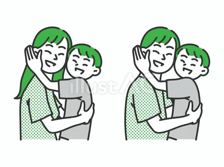 男の子とハグする父と母のセット ハグ,親子,子供のイラスト素材