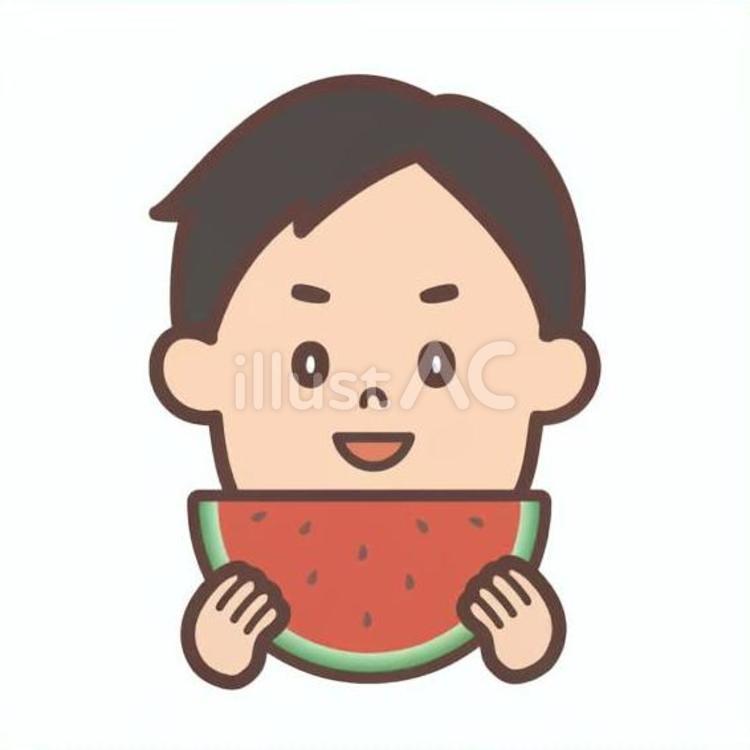 スイカを食べている男性 スイカ,食べる,かじるのイラスト素材