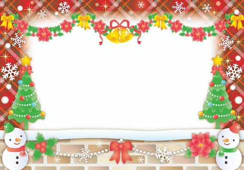 クリスマス会雪だるまフレーム クリスマス,冬,雪,キラキラ,ゆきだるま,かわいい,フレーム,背景,カード,レンガのイラスト素材