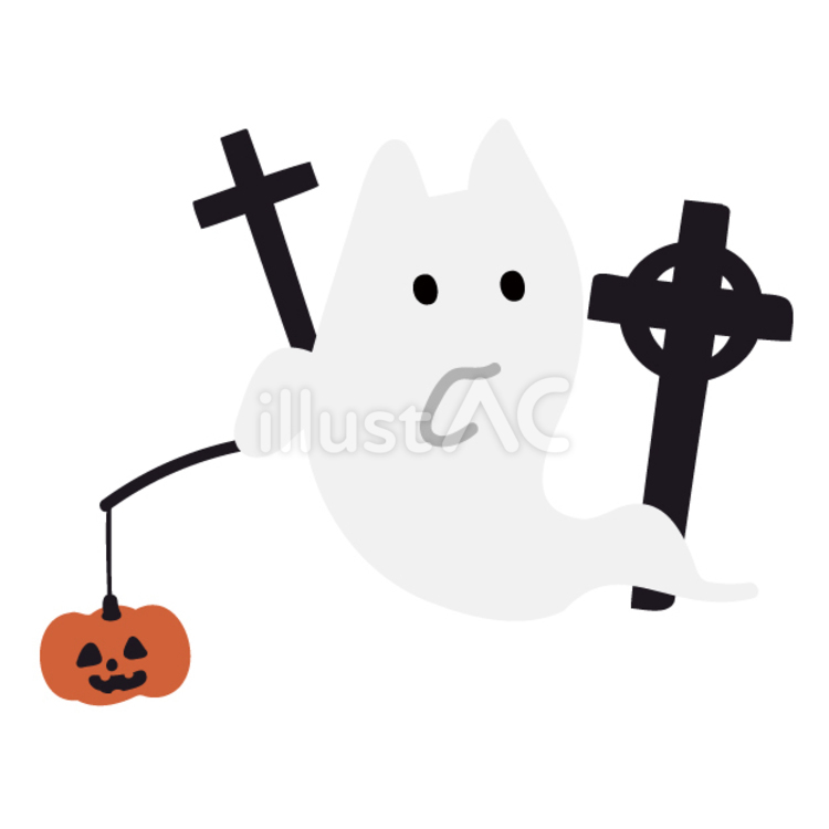 ハロウィン（幽霊、十字架、ジャックオランタン） ハロウィン,幽霊,お化けのイラスト素材