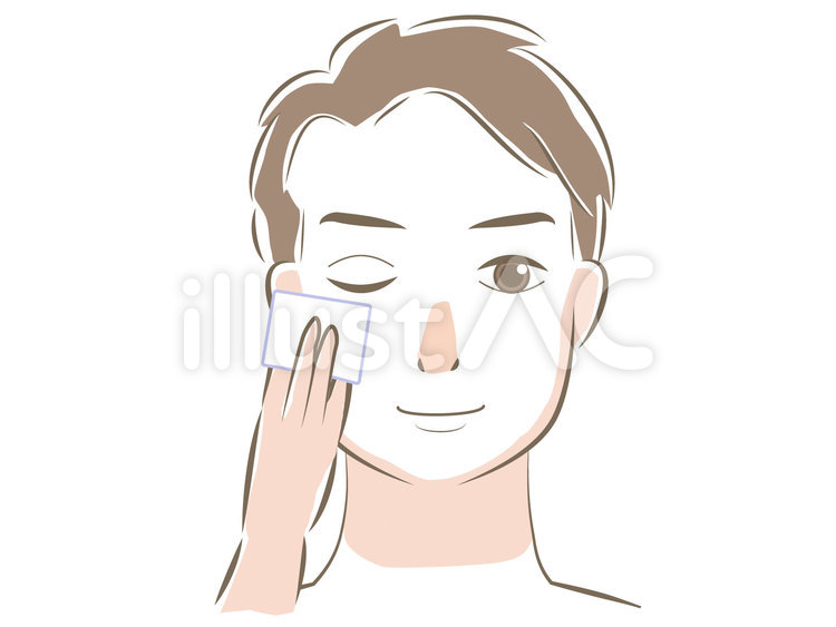 スキンケアしている男性の顔 スキンケア,美容,肌のイラスト素材