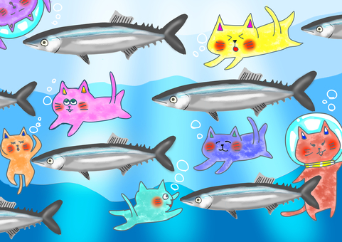 秋刀魚 さんま,秋刀魚,お魚,回遊魚,青魚のイラスト素材