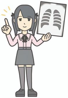  地雷系女子-026-全身 検査,地雷系,女性,女の子,ツインテール,人物,かわいい,レントゲン,レントゲン写真,治療のイラスト素材