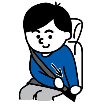 シートベルトをする　移動手順イラスト シートベルト,生活動作,車,乗車,交通マナー,手順,交通安全のイラスト素材