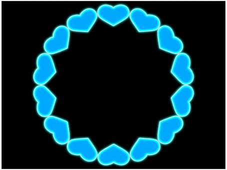 ハートの丸いフレ−ム ハート,フレ−ム,ポストカード,メッセージカード,円,丸,サ−クル,水色,黒,飾り枠のイラスト素材
