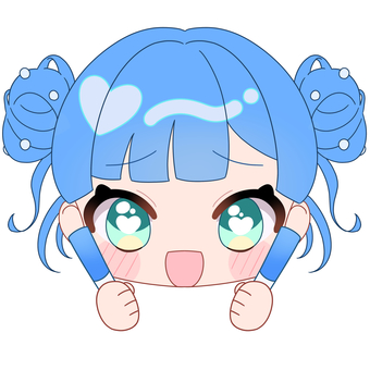 水色のペンライトを持つ女の子 美少女,美少年,ミニキャラ,ちびキャラ,デフォルメキャラ,かわいい,アニメ系のイラスト素材