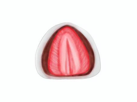水彩画風切ったイチゴ大福のイラスト イチゴ大福,イチゴ,大福,和菓子,食べ物,スイーツ,デザート,水彩,手描き,あんこのイラスト素材