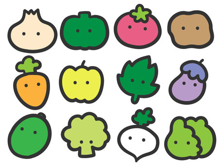 Loose vegetables ver. Pastel, vegetables, illustration, set, JPG, PNG and AI