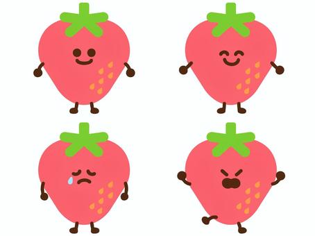 いちごくん01 いちご,キャラクター,かわいい,顔,表情,感情,笑顔,涙,怒るのイラスト素材