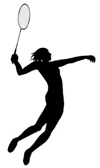 女子バドミントンシルエット バドミントン,スマッシュ,シルエット,スポーツ,競技,女,ラケット,黒,影,かっこいいのイラスト素材