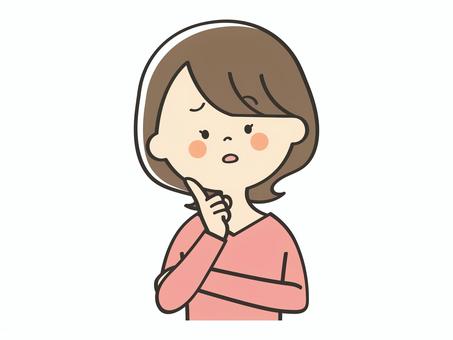 悩む若い女性 困る,悩む,考える,心配,不安,不満,疑問,質問,わからない,謎のイラスト素材