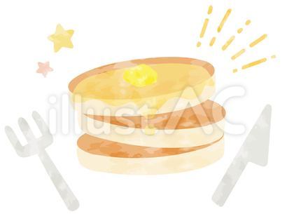 優しい水彩のホットケーキのイラスト