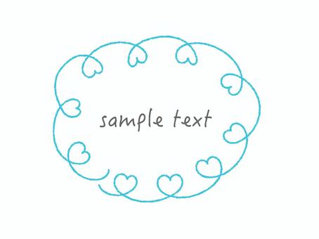 Frame wrapped in hand-drawn hearts (light blue), frame, speech balloon, heart, JPG, PNG and AI