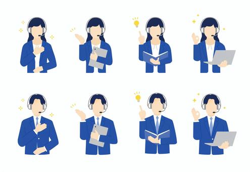 コールセンターで働く男女のオペレーター コールセンターで働く男女のオペレーター オペレーター,コールセンター,カスタマーセンター,ヘッドセット,インカム,スピーカーフォン,顧客対応,カウンセリング,相談,説明のイラスト素材