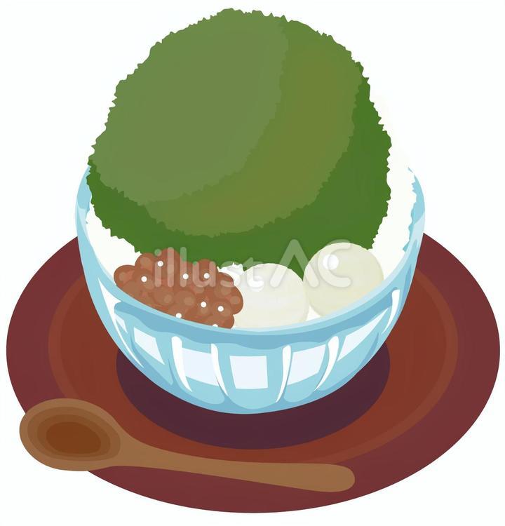 ひんやり白玉抹茶あずき氷 かき氷,抹茶,氷菓のイラスト素材