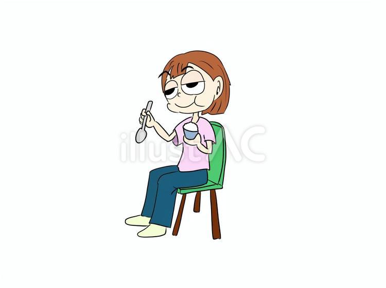 ご飯を食べる女性イラスト - No: 24175514／無料イラスト/フリー素材なら「イラストAC」