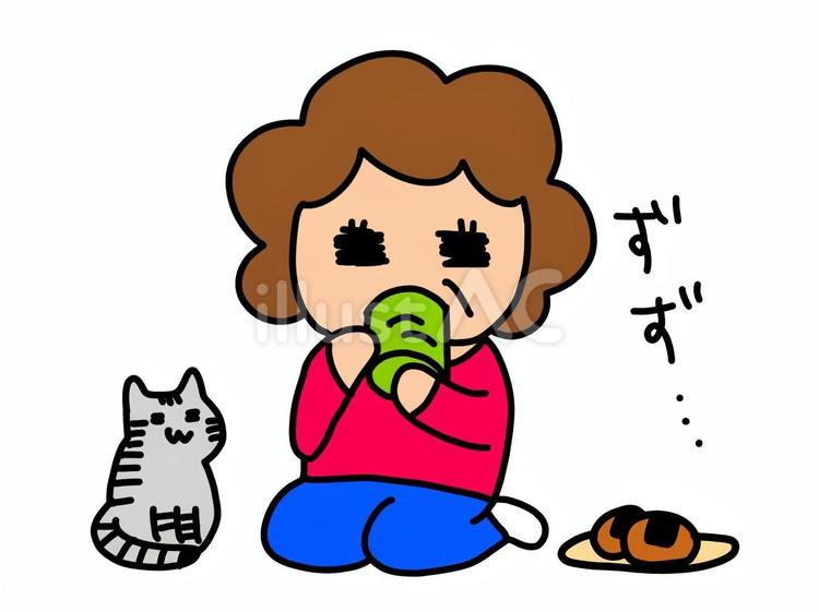 お茶を飲むお母さん お茶,飲む,お母さんのイラスト素材
