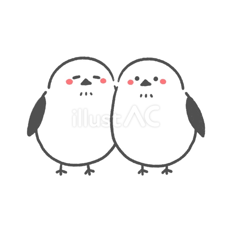 寄り添うシマエナガ シマエナガ,鳥,野鳥のイラスト素材