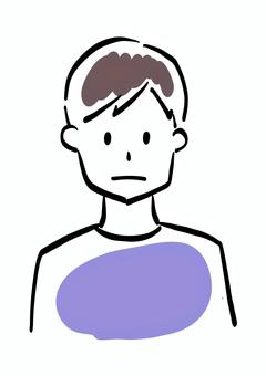 真顔の男性 真顔,無表情,男性,青年,シンプル,ラフタッチ,手書き風,感情,表情,イラストのイラスト素材