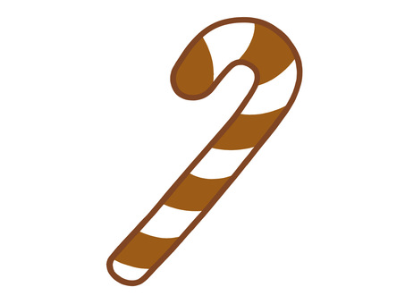 クリスマス・スティック（ブラウン） クリスマス,スティック,ブラウン,茶,白,キャンディ,手描き,一つ,一個,ワンポイントのイラスト素材